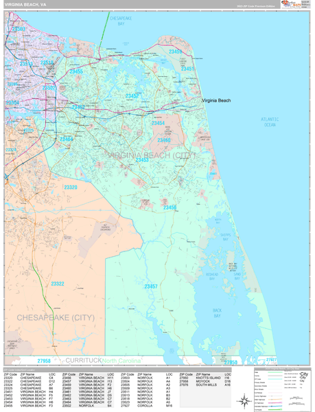 Virginia Beach City Digital Map Premium Style